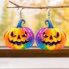 Halloween Creative Themed Colorful Pumpkin Pattern Women Acrylic Earrings