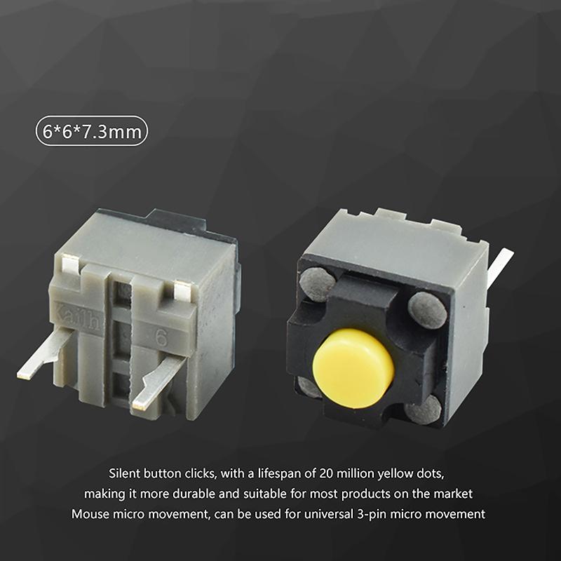10 шт. DIY аксессуары для бесшумной кнопки Kailh 4,3/7,3 мм, бесшумный переключатель, кнопка беспроводной мыши, кнопка проводной мыши, микропереключатель