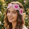 Colorful Pastoral Style Headscarf Scarf Knitted Hair Band Sweet Flowers Hairband  Photography Prop