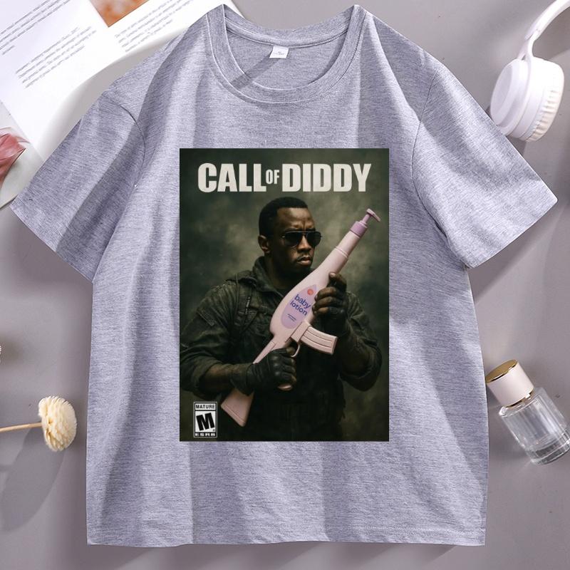 Call Of Diddy Tshirt Unisex Unisex Parody Video Game Cover Graphic Tee Casual Round Neck Short Sleeve Tshirt Streetwear