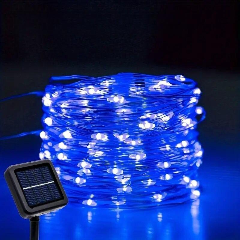 1 шт. Светодиодная гирлянда на солнечной батарее, уличная медная проволока, гирлянда с огоньками, декоративное освещение для свадьбы, праздника, фестиваля, сада, двора