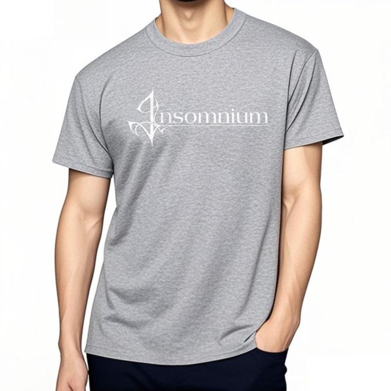 Top tees Brand Relaxed Fit Tshirt Insomnium Logo On Black Comfortable Streetwear Tshirts Fashion Soft Round Neck Tee