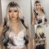 Trendy Hair Wave Curly Wig Female Straight Hair Bangs Platinum Color Color Big Gradient Chocolate