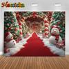 Mocsicka Рождественский Фон для Фотосъемки Новый Год Конфеты Дверь Елка Красная Дорожка Декор Зима Снеговик Фото Фон Обои