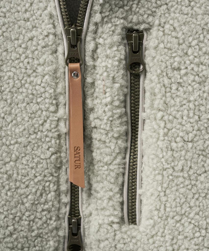 Satur (W) Shearling Fleece Zip-Up Hoodie Khaki