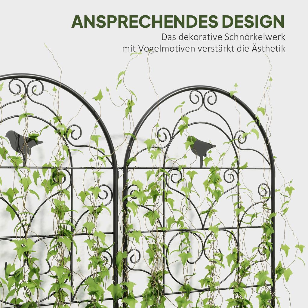 Rankgitter Metal 2 Piece Set For Inserting Rust Free Plant Support With Bird Design For Climbing Plants 50x120 Cm Black