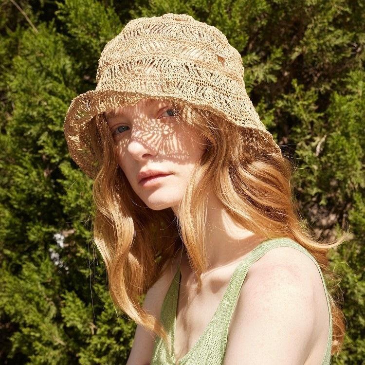 Niche Straw Hat Bucket Hat Women'S Summer Light Shading Breathable Hand Woven Bucket Hat Versatile Basin Hat