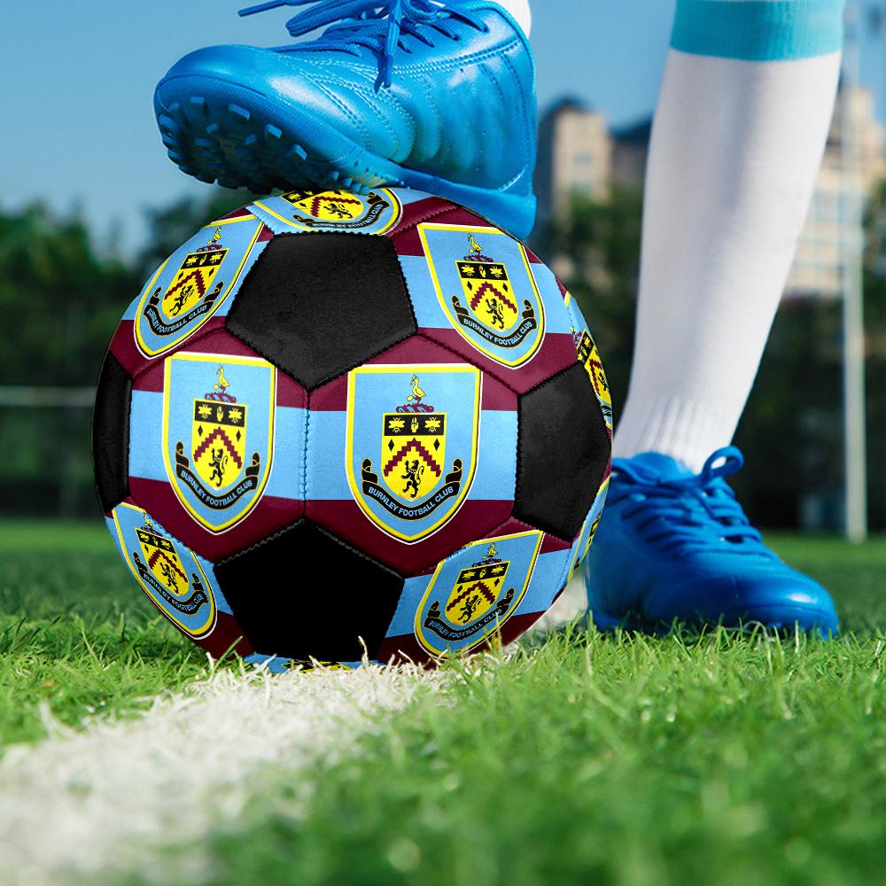 Burnley Football Club Soccer Ball, colorful, suitable for all ages, machine-stitched, PVC material, competition grade, durable and high bounce