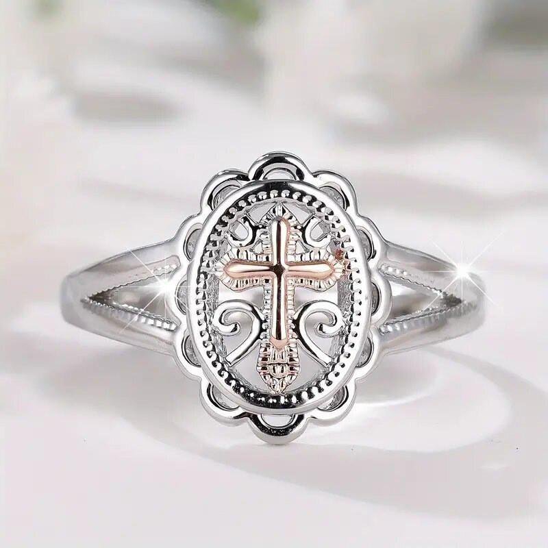 925 Sterling Silver Hollow-out Design Cross Finger Rings Fashion Female Daily Wearable Accessories Women Statement JewelryGood product