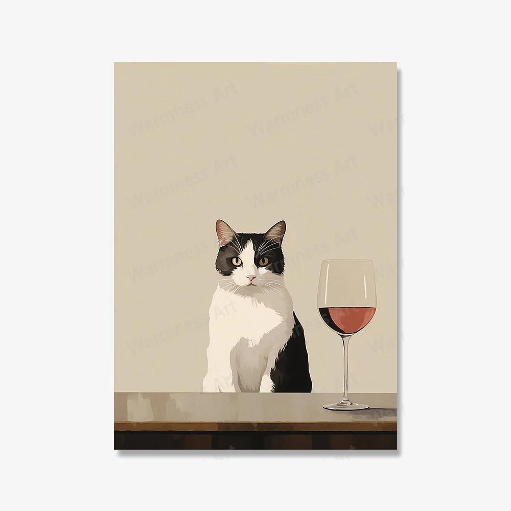 Персидский кот пьет угрюмое вино, холст, живопись, постеры, забавные животные, сиамские принты, настенная картина для украшения гостиной