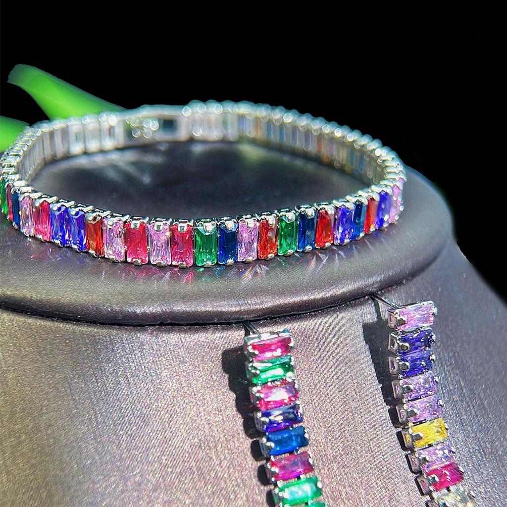 CMM 3 шт. топ блестящие многоцветные CZ индийские круглые колье-колье серьги браслет комплект ювелирных изделий выпускной банкетный костюм платье аксессуары