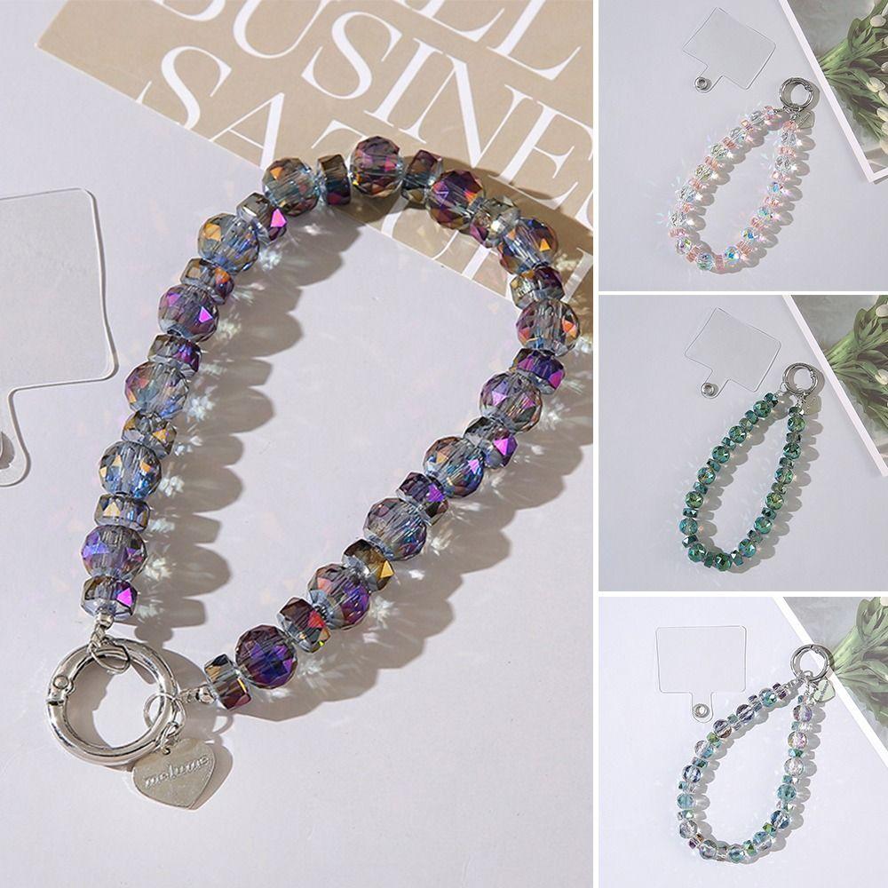 Detachable Crystal Bead Keychain Transparent Wrist Crystal Chain for Women Girls
