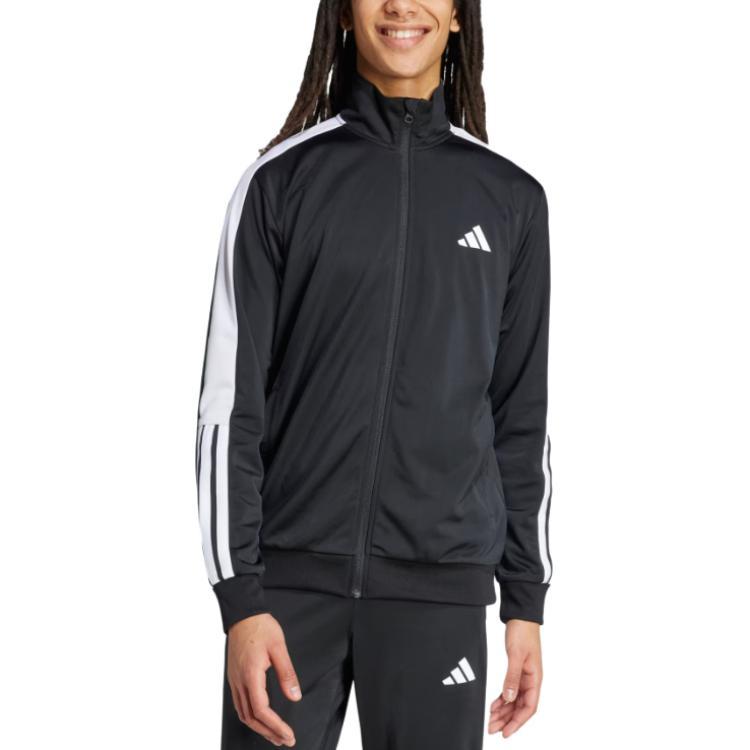 adidas Куртка мужская с молнией, логотипом и полосками, свободная, с длинным рукавом, JL8596