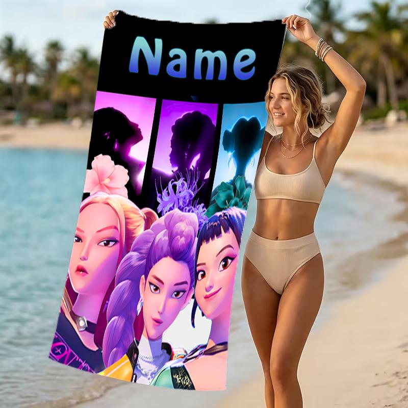 Customizable personalized beach towels Kpop Demon Hunters themed designs.Suitable for the beach, yoga, sports;ideal as beach accessories