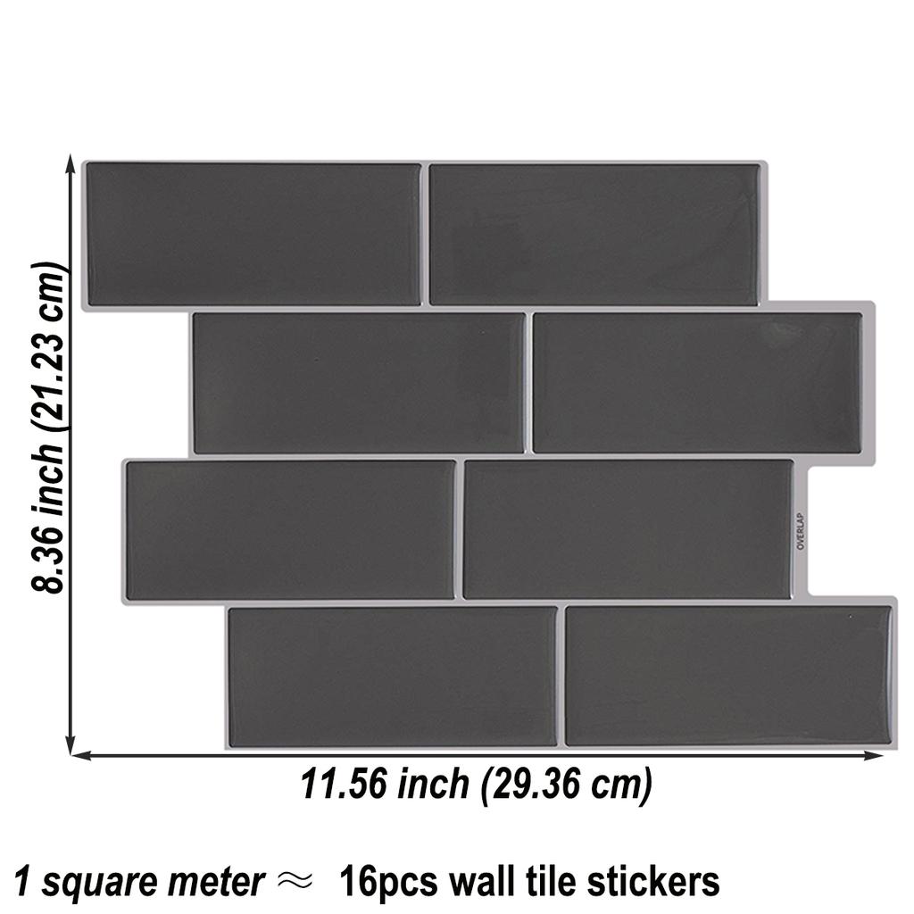 3 pcs/pack Strong Adhesive Wallpaper DIY Subway Wall Tiles Kitchen Bathroom Backsplash Stickers Waterprof for Home Decoration