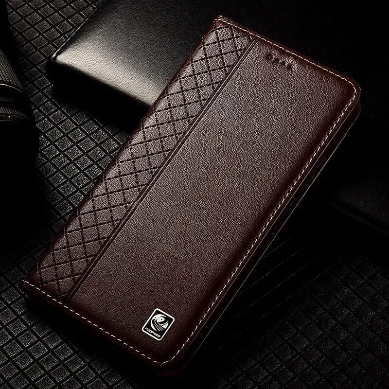 Flip Case For XIAOMI Redmi Turbo 4 Turbo4 Pro 5G Genuine Leather Magnetic Cover Luxury Cowhide Grid Pattern Wallet Cases