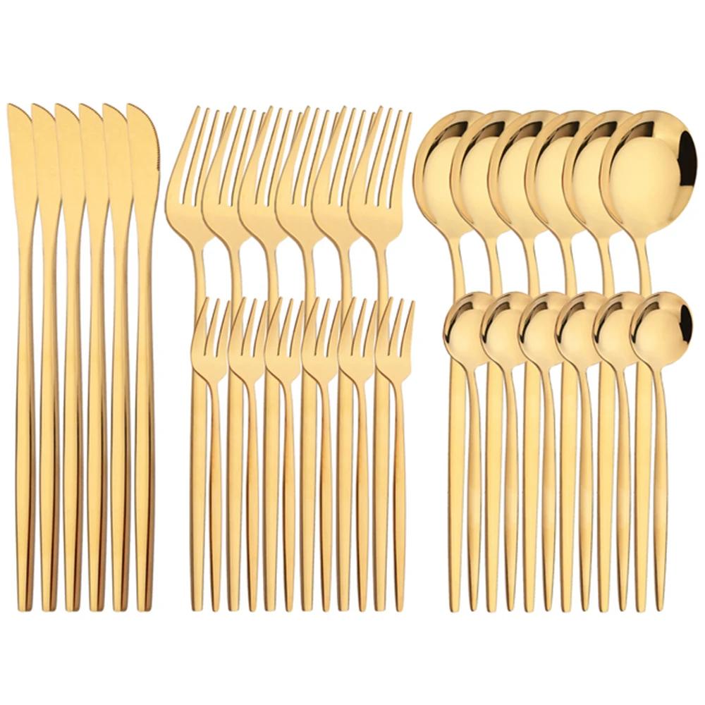 30 предметов столовых приборов из нержавеющей стали, черный столовый набор, нож, вилка для фруктов, ложка, кухонная посуда, зеркало, набор столовых приборов