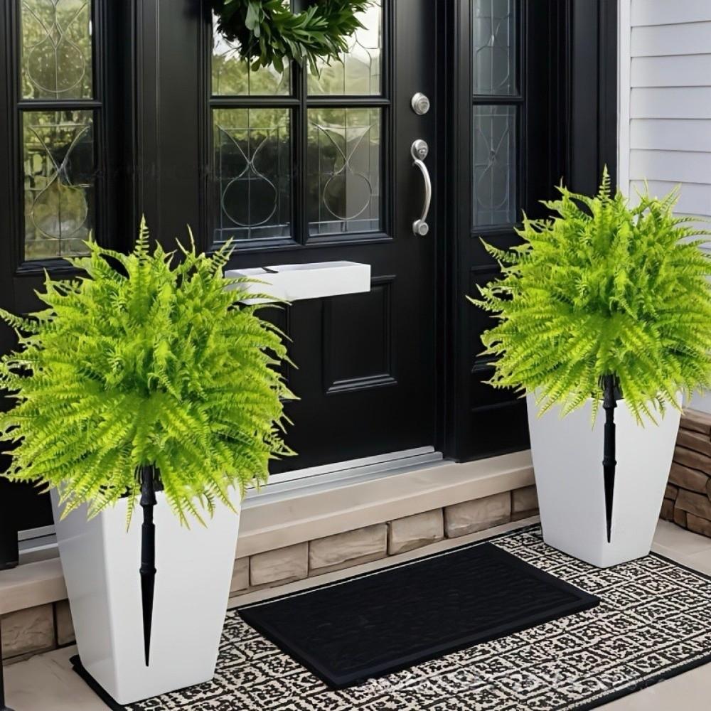 UV Resistant Artificial Persian Fern Grass Stake No Fade Fake Green Plant Wedding Scene