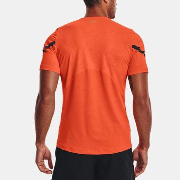 Under Armour Футболка с коротким рукавом и круглым вырезом с принтом логотипа Rush Dopamine Training Sports, мужские топы, оранжевого цвета 1370318-825