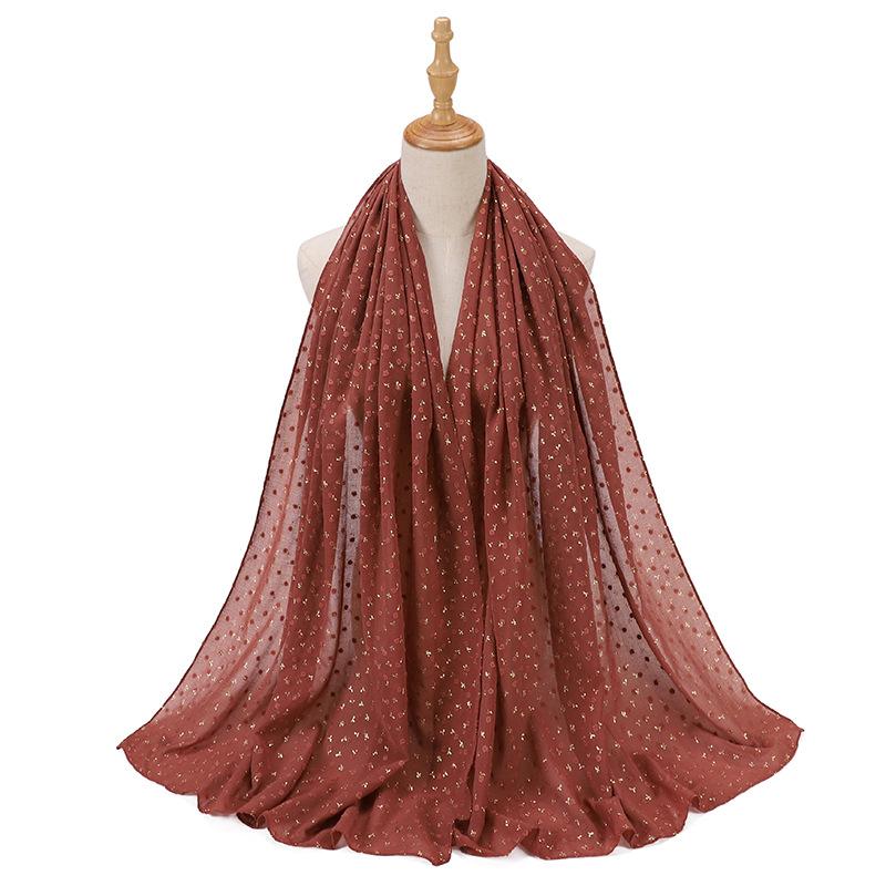 Шарф с жемчугом и штампами из шифона для женщин, однотонный хиджаб для головы, головной платок, однотонные шали, повязка на голову, Foulard Femme, мусульманский хиджаб