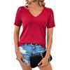 Ladies Casual Fashion Sexy Hollow Lace V-Neck Short Sleeve Top