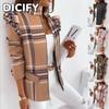 DICIFY Женские винтажные повседневные куртки и пальто с длинным рукавом Осень Зима