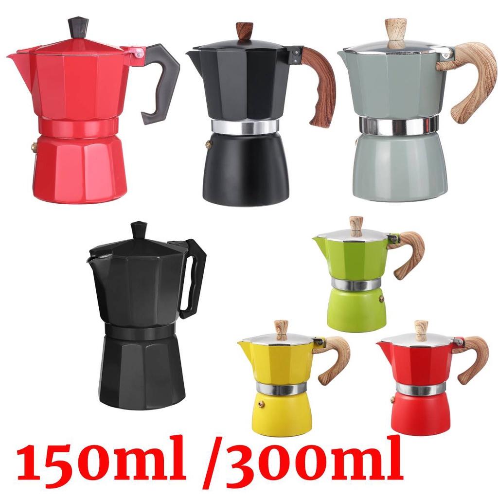 150ml/300ml Coffee Maker Aluminum Mocha Espresso Percolator Pot Coffee Maker Black/Blue Moka Pot Stovetop Coffee Maker 3 Cups/6 Cups