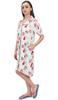 Mint Green Floral Print Women's Turn-Down Collar Sleepshirt Night Dress -