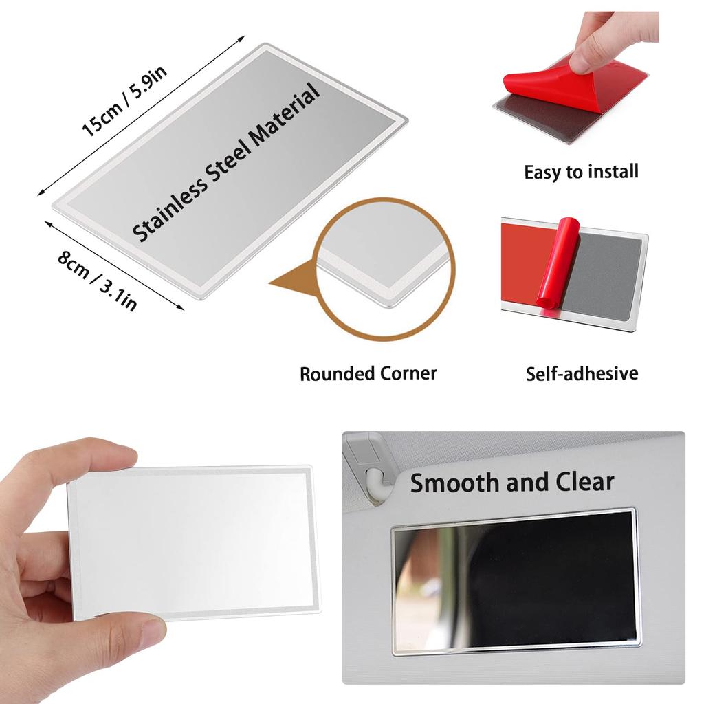 Автомобильное зеркало HD Vanity Mirror, портативное самоклеящееся зеркало на спинку сиденья из нержавеющей стали, универсальное зеркало для салона автомобиля