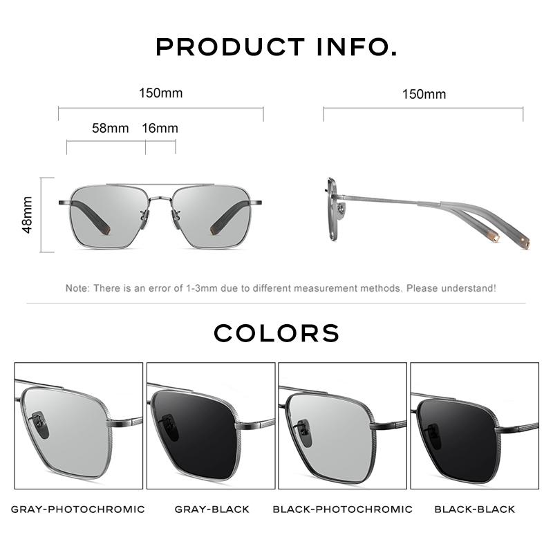 Мужские солнцезащитные очки из чистого титана Seiko Polarized Photochromic Outdoor Shades UV400 Original Brand Sun Glasses