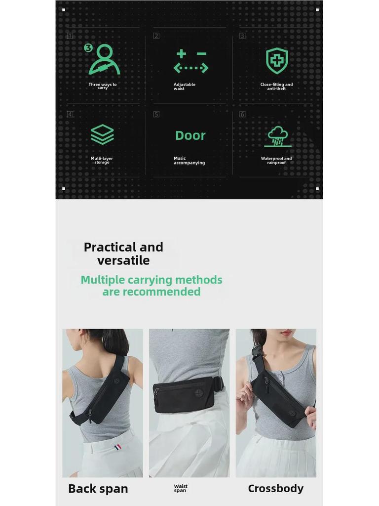 Водонепроницаемая поясная сумка для бега, походов и фитнеса с держателем для мобильного телефона