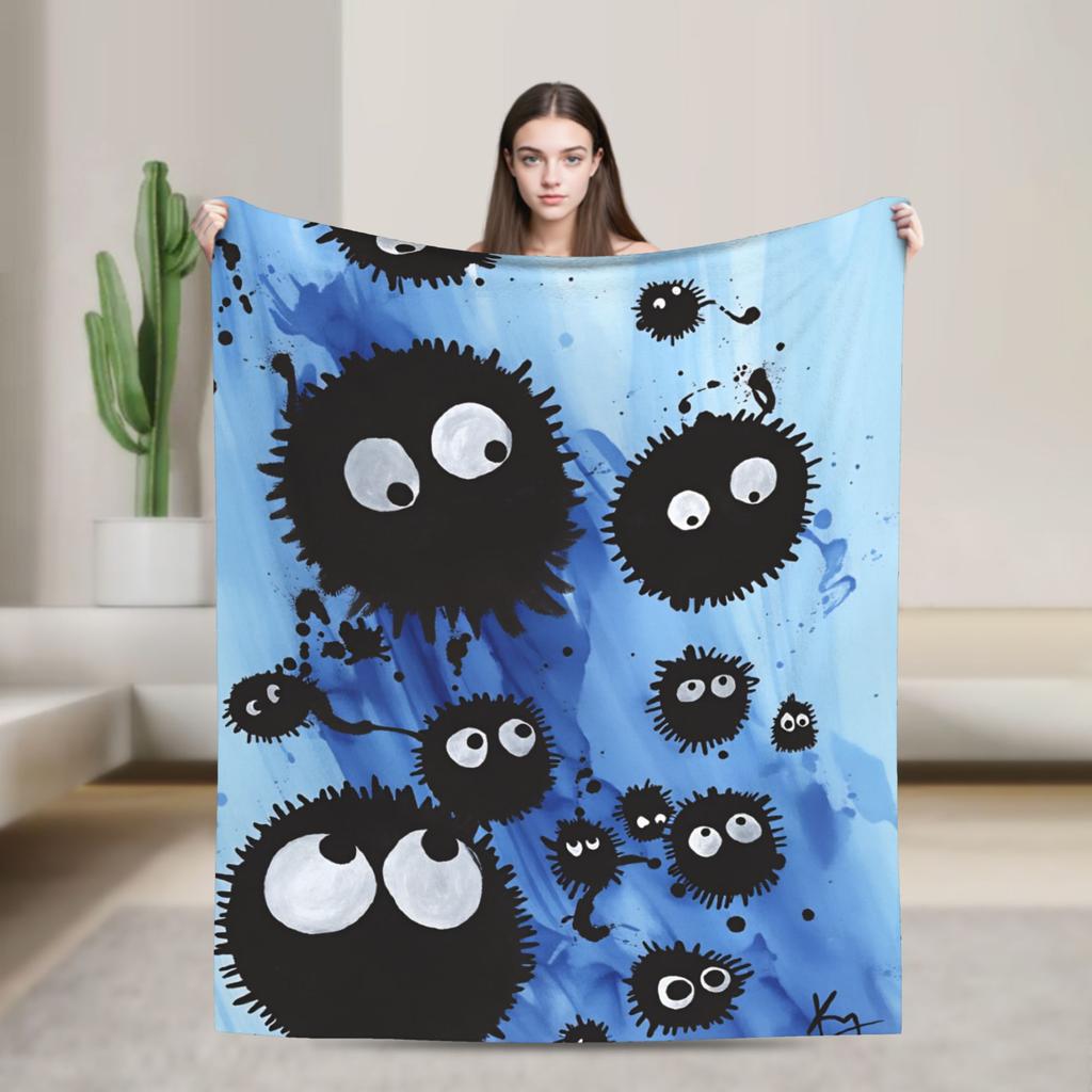 Warm BlanketsBoy Girl Picnic Susuwatari Soot Sprites Throw Blanket Flannel Bedspread For Bedroom Comfortable Sofa Bed Cover