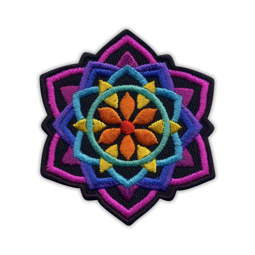 Patchion mandala - black small 3" - Self-Adhesive Backing - Embroidered Patch/Badge/Emblem