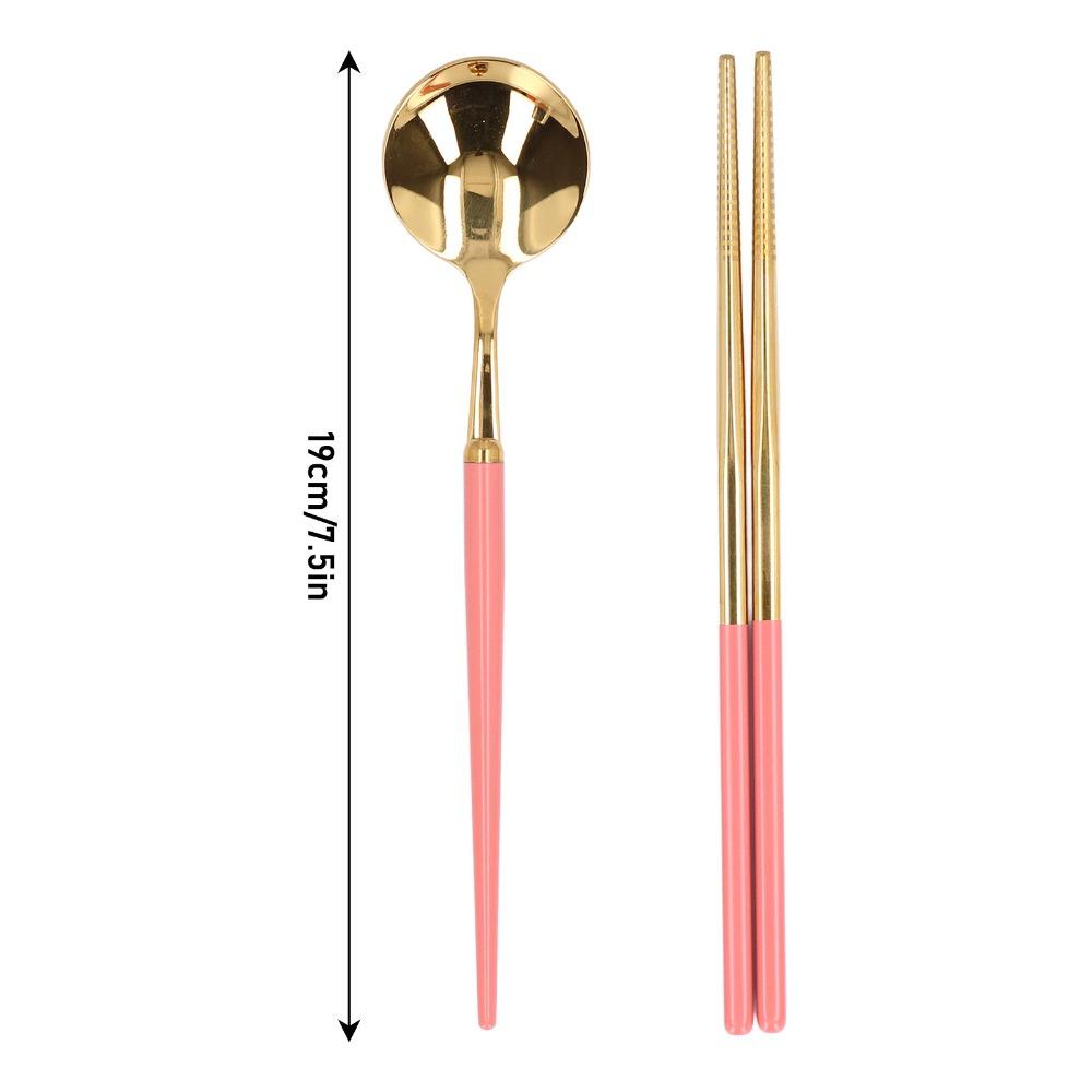 1Set Smooth Spoon Chopstick Kit Rustless Steel Tableware Set Dining Set Outdoor Picnic