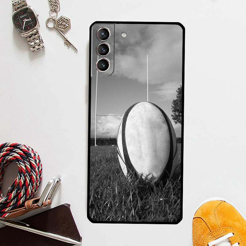 Rugby Ball Case For Samsung Galaxy S24 Ultra S20 S21 S22 S23 Plus S9 S10 S24 FE S25 Ultra Cover Coque