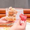 Cream Delightful Bear Plush Keychain With Stretchy Design Cute Cartoon Keyring For Fun Gifts