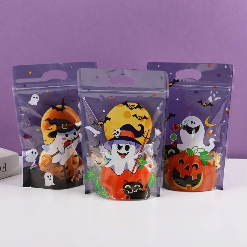 Composite Film Halloween Treat Bags Resealable Zipper Resealable Food Bags Cookie Packaging