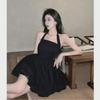 2024 Summer Black Halter A-line Dress: Slimming, Sexy, Sleeveless Little Black Dress for Women