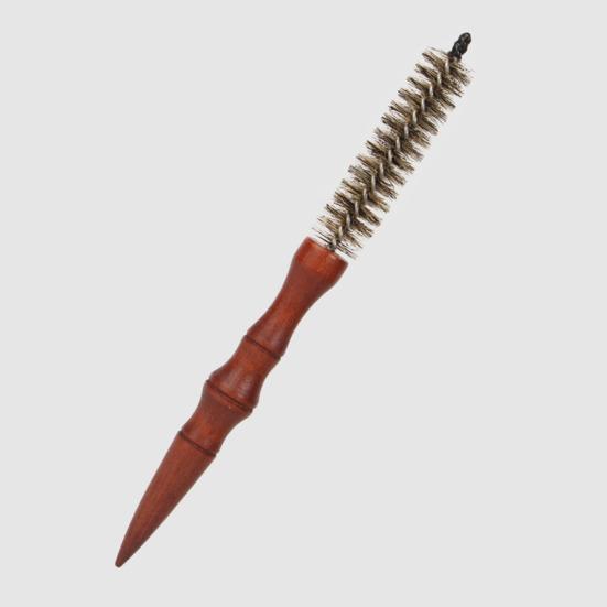 Маленькая круглая щетка из щетины кабана с деревянной ручкой, натуральная щетина для мужчин и женщин, короткие тонкие волосы, завивка, сушка феном, распутывание, укладка