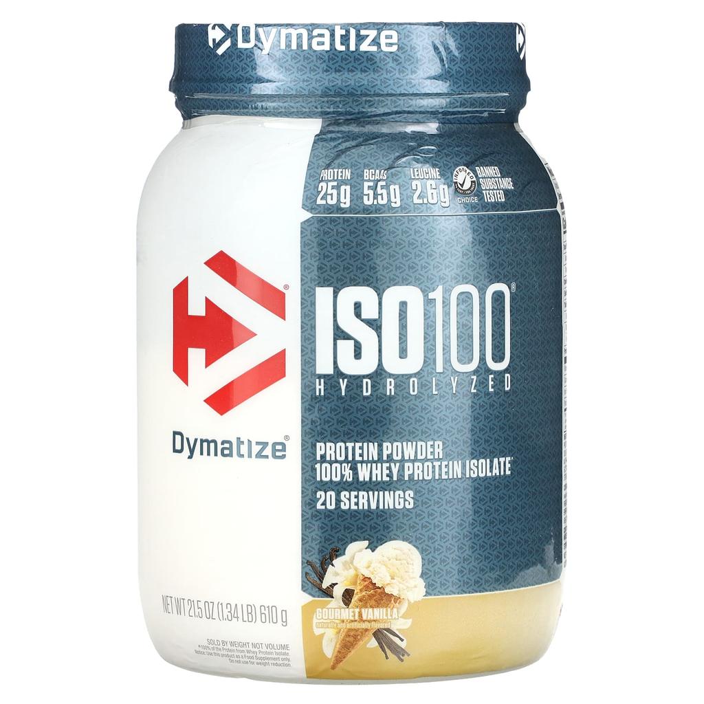 Dymatize ISO100, Hydrolyzed, 100% Whey Protein Isolate, Gourmet Vanilla, 610g (1.34lb)