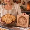 DIY Holiday Biscuit Cutters Woodland Animal Cookie Mold, Durable Wooden with 3D Relief Rustic Party Favors Patterns Cutter, Handmade Decorative Stamps