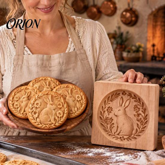 DIY Holiday Biscuit Cutters Woodland Animal Cookie Mold, Durable Wooden with 3D Relief Rustic Party Favors Patterns Cutter, Handmade Decorative Stamps