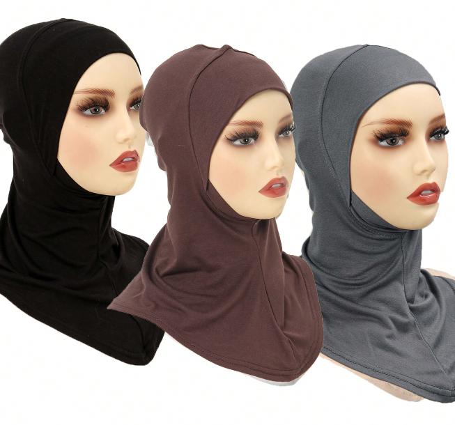 3PCS Muslim Inner Cap Hijab For Women Solid Underscarf Hijab Undercap Scarf Turban Hat Islamic Hijabs Ready To Wear Headcover