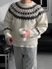 Мужской джемпер с жаккардовым узором Fair Isle, приталенный, с круглым вырезом - Модный осенне-зимний трикотаж
