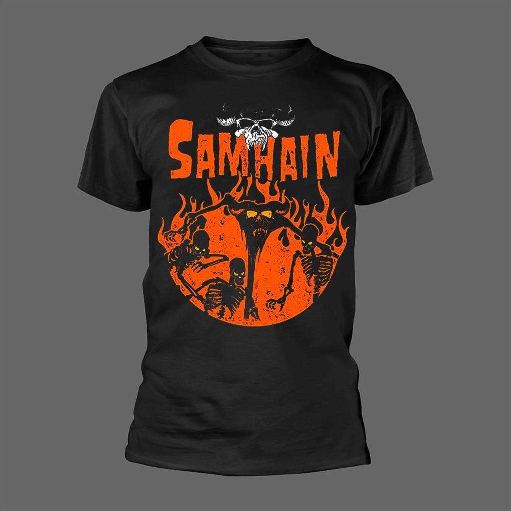 100% хлопок ТОПЫ УНИСЕКС ФУТБОЛКИ МУЖСКИЕ ЖЕНСКИЕ Samhain Подарок для фанатов группы Черная футболка