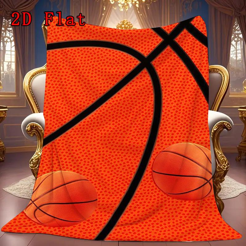 Basketball 2D Flat Pattern Flannel Blanket High quality All Seasons Warmth and Comfort Perfect for Christmas Gifts.MMT0918404