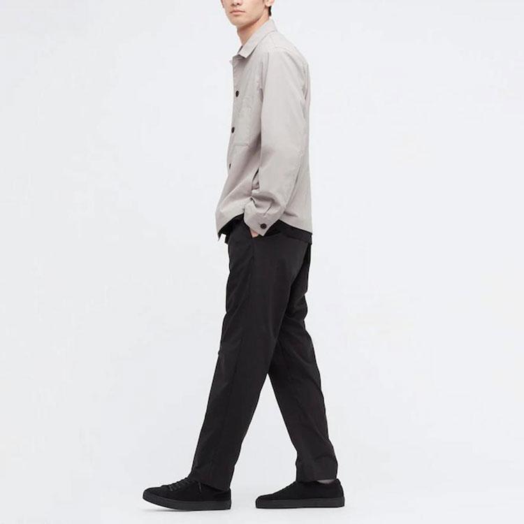 Uniqlo X Theory Совместная работа Однотонные прямые повседневные брюки Осень Мужские брюки Черный 444609-09