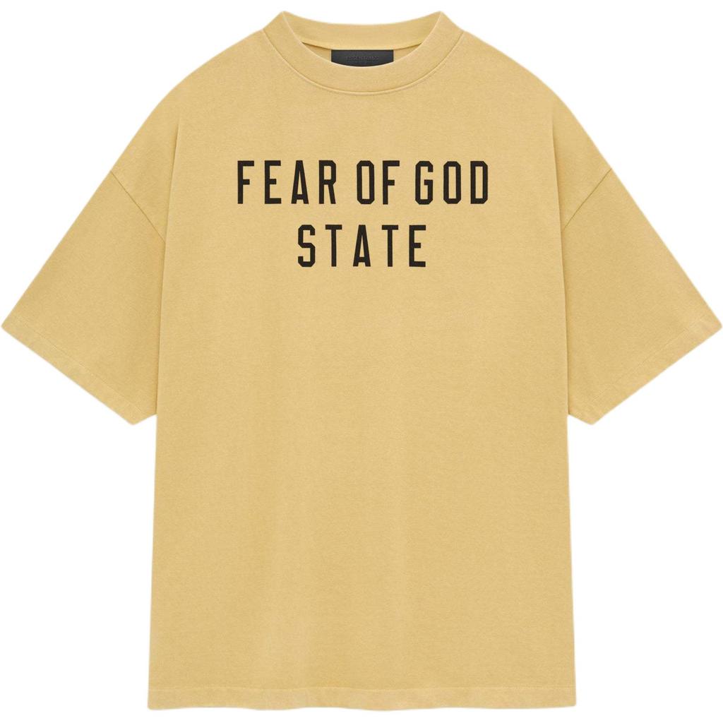 Fear of God Essentials Тяжелая футболка с круглым вырезом Янтарный Мужские Топы Желтый 125BT242003F