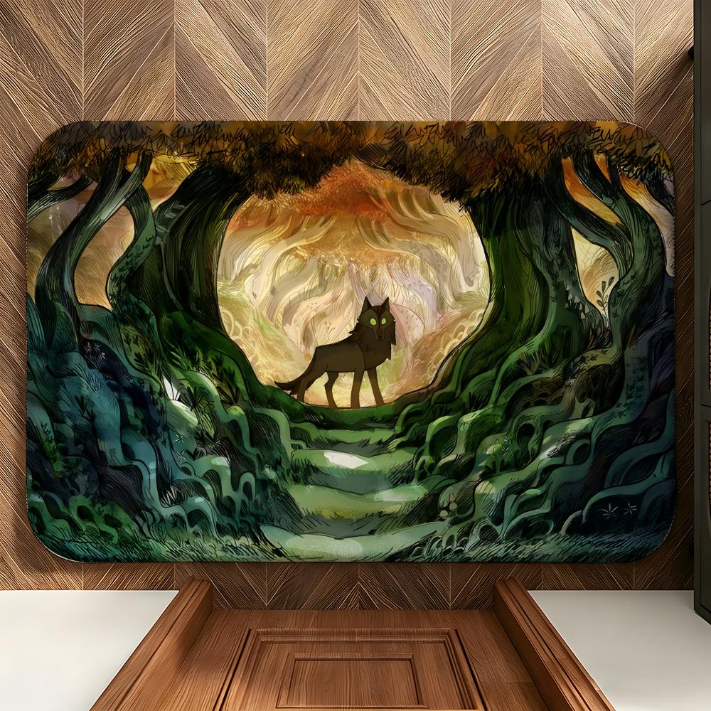 Animation W-Wolfwalkers Floor Mat Soft Flannel Floor Mat Suitable for Entryways, Living Rooms, Bedrooms, and Bathrooms
