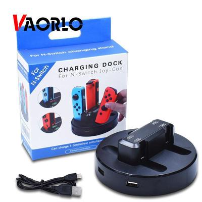 VAORLO Подставка для зарядного устройства 4 в 1 для док-станции Switch Joycon, зарядная станция со светодиодным индикатором, совместимая с игровыми аксессуарами Nintendo Switch